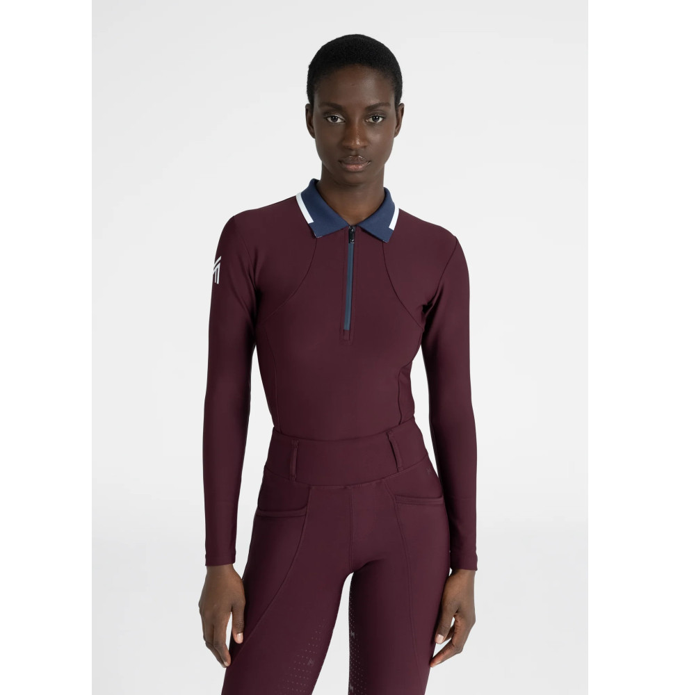 Bluzka z Długim Rękawem Concept Long Sleeve Polo Shirt (Burgundy) Maximilian Equestrian