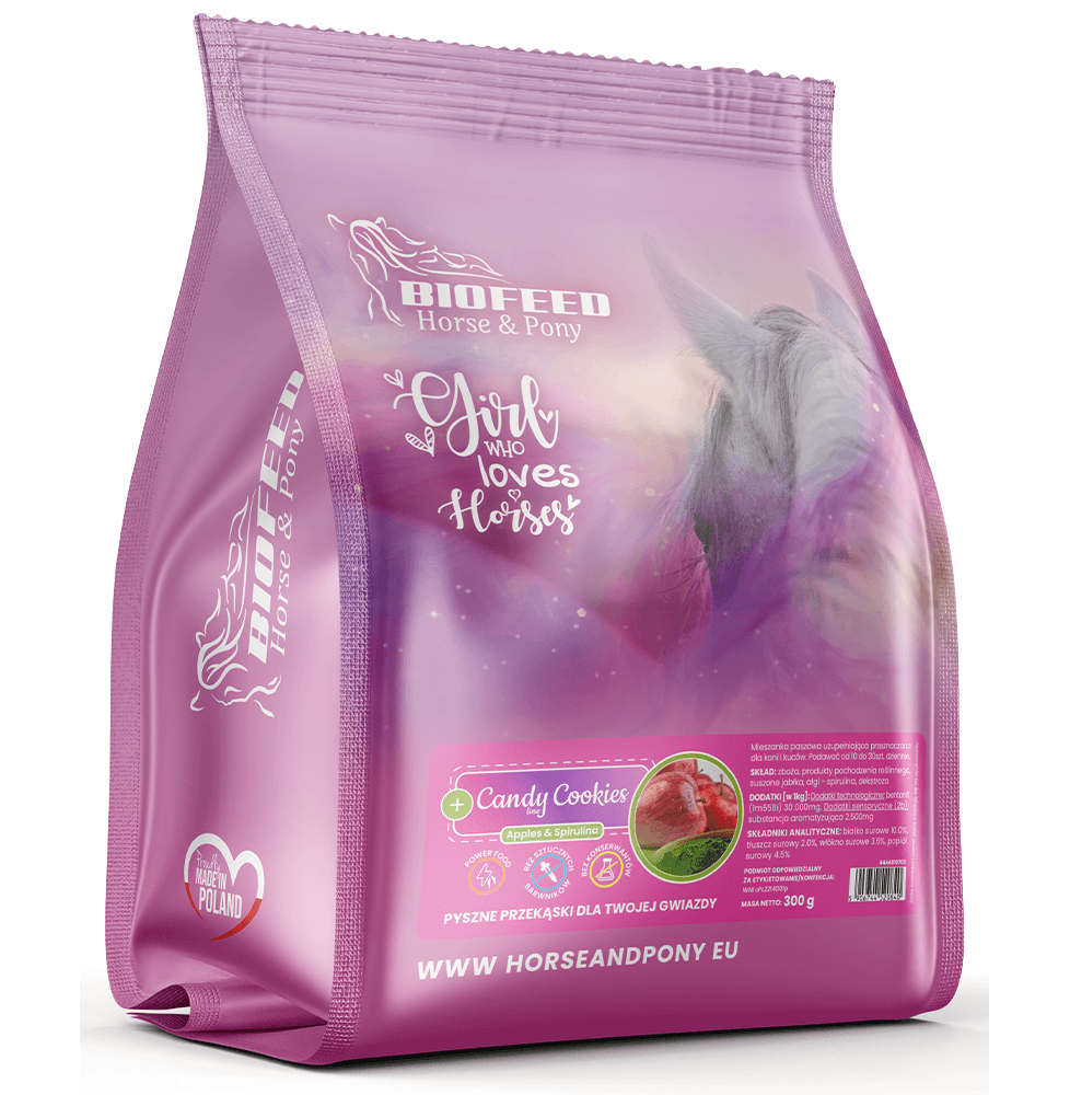 Smaczki Candy Cookies Apples with spirulina BIOFEED Horse & Pony