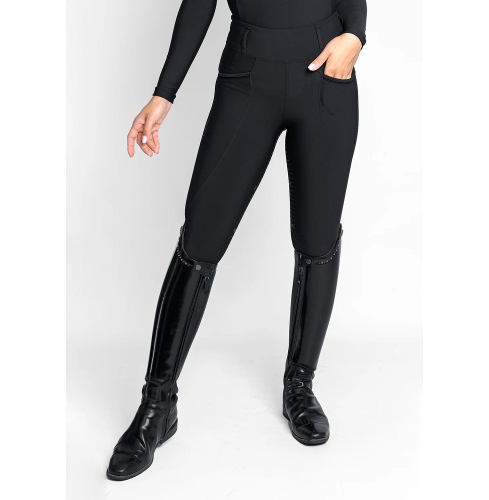 Legginsy Jeździeckie Pro Riding z Lejem Kolanowym (Black) Maximilian Equestrian